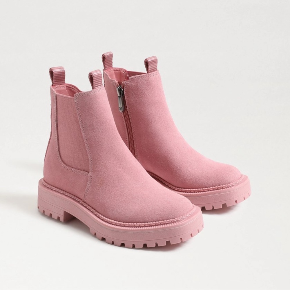 New Sam Edelman Kids’ Laguna Chelsea Leather Pull on Boots in Pink size 2